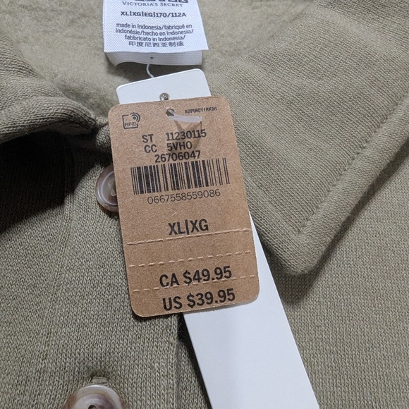 PINK Victoria's Secret Polo Long Sleeve Sweatshirt With Pockets Size XL - Picture 8 of 11